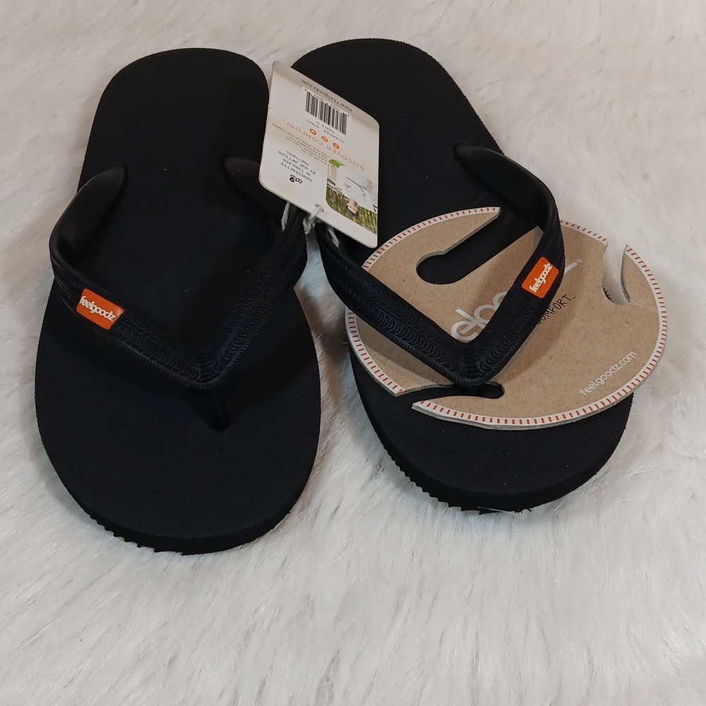 Men Black and Orange  Feelgoodz Flip Flops Sz 11